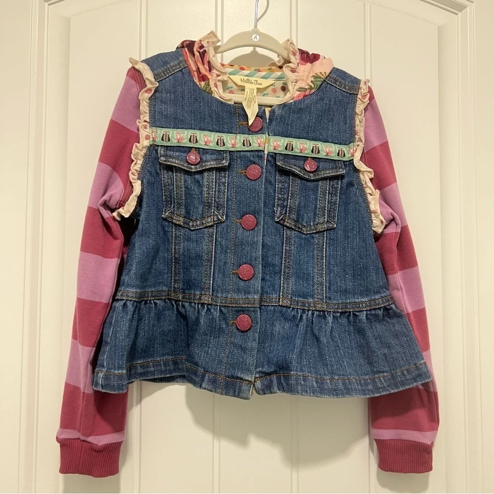 Matilda Jane Labyrinth Convertible Jean Jacket Hooded Vest Size 6